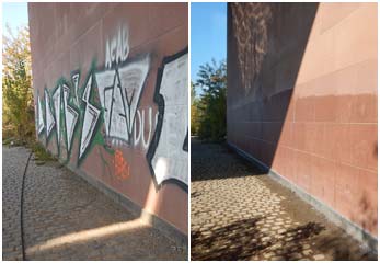 Graffitientfernung Osthafenbrücke (Europäische Zentral Bank) Graffitientfernung Osthafenbrücke (Europäische Zentral Bank)